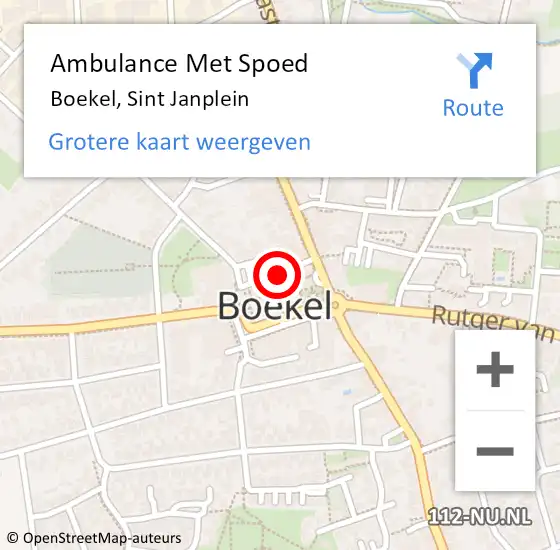 Locatie op kaart van de 112 melding: Ambulance Met Spoed Naar Boekel, Sint Janplein op 30 april 2019 21:14