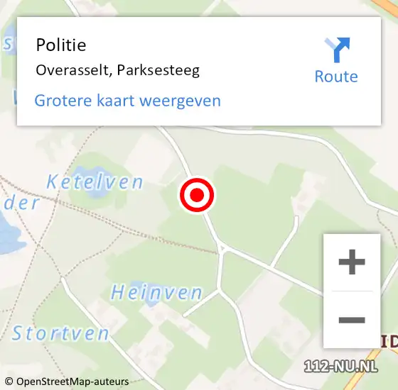 Locatie op kaart van de 112 melding: Politie Overasselt, Parksesteeg op 30 april 2019 22:48