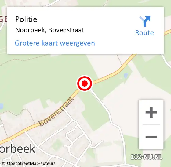 Locatie op kaart van de 112 melding: Politie Noorbeek, Bovenstraat op 30 april 2019 23:37