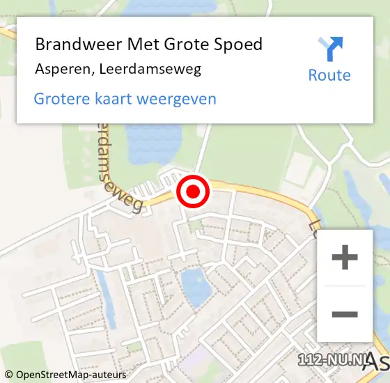 Locatie op kaart van de 112 melding: Brandweer Met Grote Spoed Naar Asperen, Leerdamseweg op 1 mei 2019 01:35