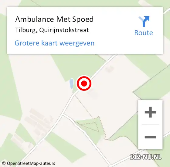 Locatie op kaart van de 112 melding: Ambulance Met Spoed Naar Tilburg, Quirijnstokstraat op 1 mei 2019 03:31