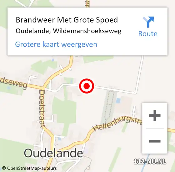 Locatie op kaart van de 112 melding: Brandweer Met Grote Spoed Naar Oudelande, Wildemanshoekseweg op 1 mei 2019 09:10