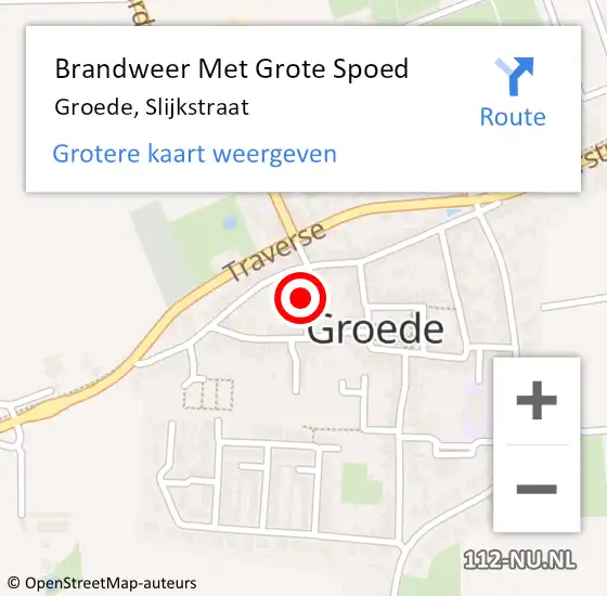 Locatie op kaart van de 112 melding: Brandweer Met Grote Spoed Naar Groede, Slijkstraat op 1 mei 2019 10:31