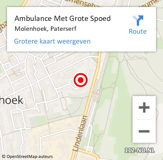 Locatie op kaart van de 112 melding: Ambulance Met Grote Spoed Naar Molenhoek, Paterserf op 31 maart 2014 08:29