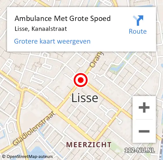 Locatie op kaart van de 112 melding: Ambulance Met Grote Spoed Naar Lisse, Kanaalstraat op 1 mei 2019 11:34