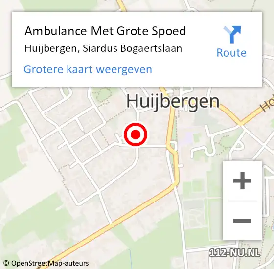 Locatie op kaart van de 112 melding: Ambulance Met Grote Spoed Naar Huijbergen, Siardus Bogaertslaan op 1 mei 2019 12:26