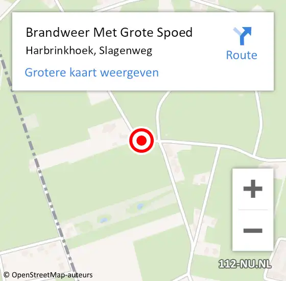 Locatie op kaart van de 112 melding: Brandweer Met Grote Spoed Naar Harbrinkhoek, Slagenweg op 1 mei 2019 13:07