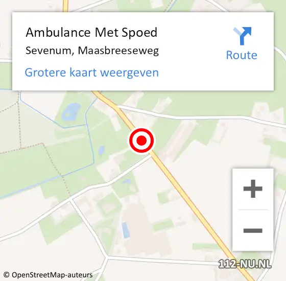 Locatie op kaart van de 112 melding: Ambulance Met Spoed Naar Sevenum, Maasbreeseweg op 1 mei 2019 13:52