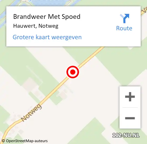 Locatie op kaart van de 112 melding: Brandweer Met Spoed Naar Hauwert, Notweg op 1 mei 2019 14:00