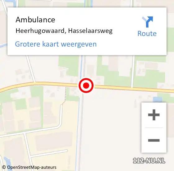 Locatie op kaart van de 112 melding: Ambulance Heerhugowaard, Hasselaarsweg op 1 mei 2019 14:06