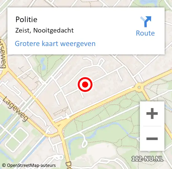 Locatie op kaart van de 112 melding: Politie Zeist, Nooitgedacht op 1 mei 2019 14:51