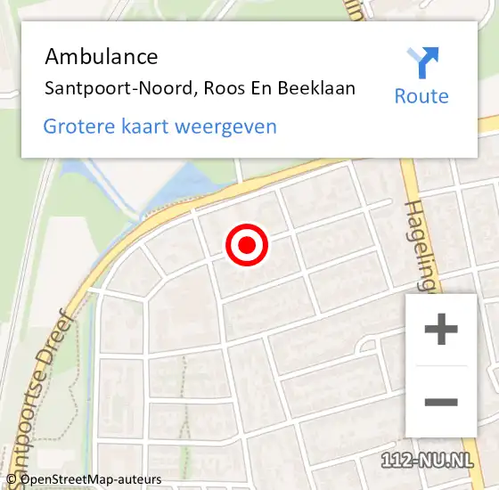 Locatie op kaart van de 112 melding: Ambulance Santpoort-Noord, Roos En Beeklaan op 1 mei 2019 15:19