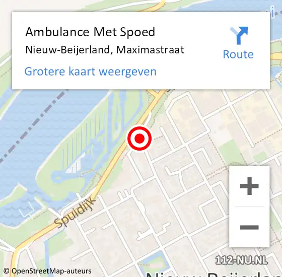 Locatie op kaart van de 112 melding: Ambulance Met Spoed Naar Nieuw-Beijerland, Maximastraat op 1 mei 2019 15:23