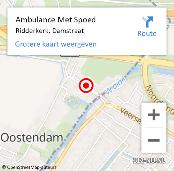 Locatie op kaart van de 112 melding: Ambulance Met Spoed Naar Ridderkerk, Damstraat op 1 mei 2019 15:57