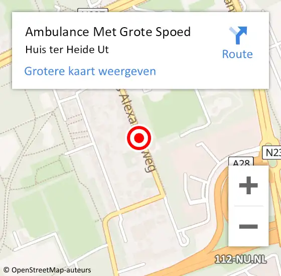 Locatie op kaart van de 112 melding: Ambulance Met Grote Spoed Naar Huis ter Heide Ut op 1 mei 2019 16:10