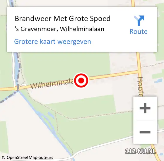 Locatie op kaart van de 112 melding: Brandweer Met Grote Spoed Naar 's Gravenmoer, Wilhelminalaan op 1 mei 2019 16:15