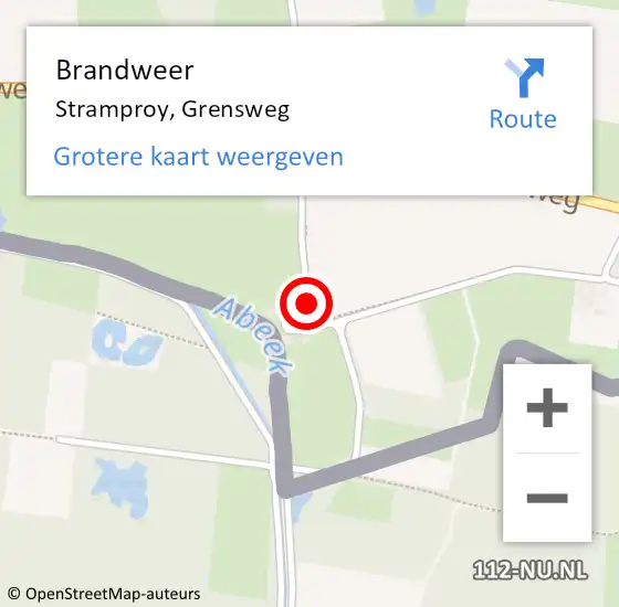 Locatie op kaart van de 112 melding: Brandweer Stramproy, Grensweg op 1 mei 2019 17:10