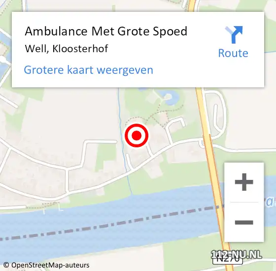 Locatie op kaart van de 112 melding: Ambulance Met Grote Spoed Naar Well, Kloosterhof op 1 mei 2019 17:18