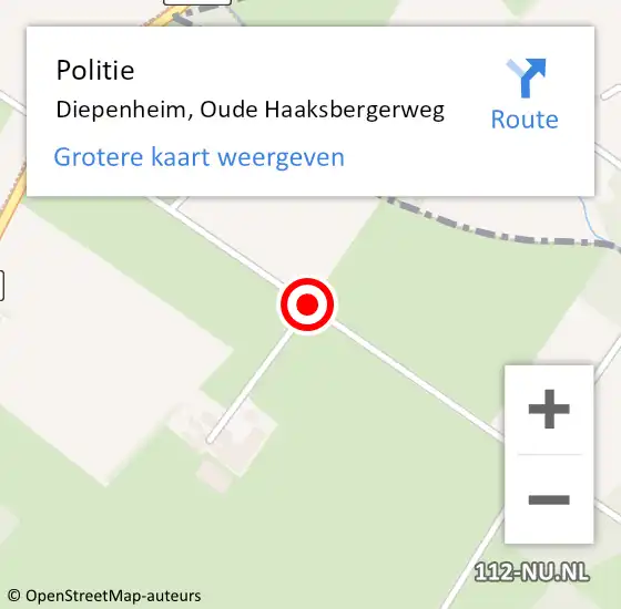 Locatie op kaart van de 112 melding: Politie Diepenheim, Oude Haaksbergerweg op 1 mei 2019 17:26