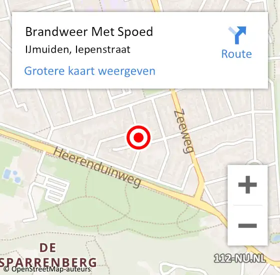 Locatie op kaart van de 112 melding: Brandweer Met Spoed Naar IJmuiden, Iepenstraat op 1 mei 2019 17:35