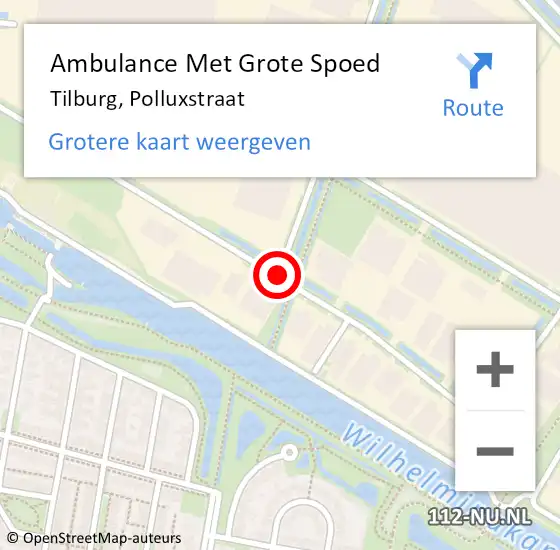 Locatie op kaart van de 112 melding: Ambulance Met Grote Spoed Naar Tilburg, Polluxstraat op 1 mei 2019 18:27