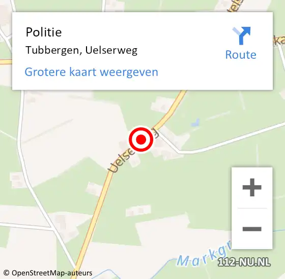 Locatie op kaart van de 112 melding: Politie Tubbergen, Uelserweg op 1 mei 2019 19:16