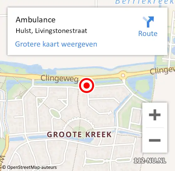 Locatie op kaart van de 112 melding: Ambulance Hulst, Livingstonestraat op 31 maart 2014 09:18