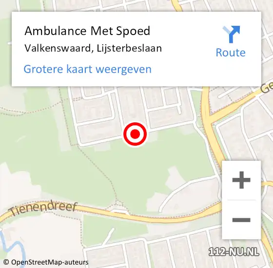 Locatie op kaart van de 112 melding: Ambulance Met Spoed Naar Valkenswaard, Lijsterbeslaan op 1 mei 2019 21:08