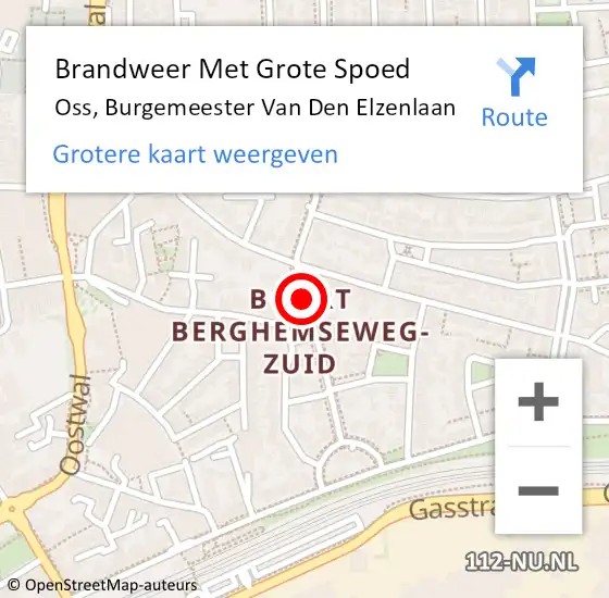 Locatie op kaart van de 112 melding: Brandweer Met Grote Spoed Naar Oss, Burgemeester Van Den Elzenlaan op 1 mei 2019 21:22