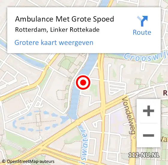 Locatie op kaart van de 112 melding: Ambulance Met Grote Spoed Naar Rotterdam, Linker Rottekade op 1 mei 2019 21:34