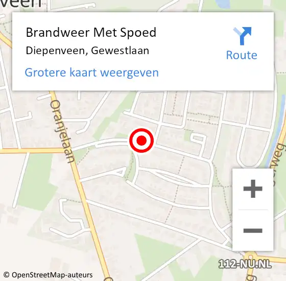 Locatie op kaart van de 112 melding: Brandweer Met Spoed Naar Diepenveen, Gewestlaan op 1 mei 2019 22:40