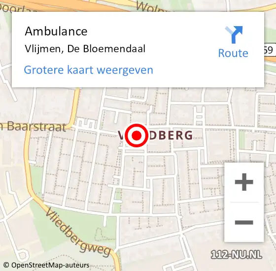 Locatie op kaart van de 112 melding: Ambulance Vlijmen, De Bloemendaal op 1 mei 2019 23:45