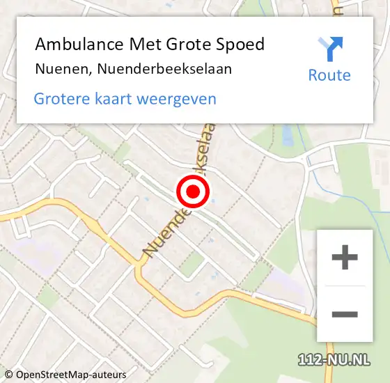 Locatie op kaart van de 112 melding: Ambulance Met Grote Spoed Naar Nuenen, Nuenderbeekselaan op 2 mei 2019 00:00