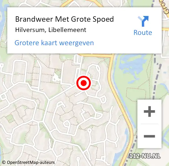 Locatie op kaart van de 112 melding: Brandweer Met Grote Spoed Naar Hilversum, Libellemeent op 2 mei 2019 00:02