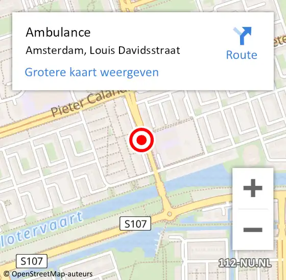 Locatie op kaart van de 112 melding: Ambulance Amsterdam, Louis Davidsstraat op 2 mei 2019 01:10