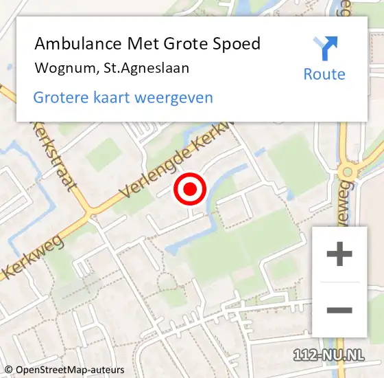 Locatie op kaart van de 112 melding: Ambulance Met Grote Spoed Naar Wognum, St.Agneslaan op 2 mei 2019 01:43