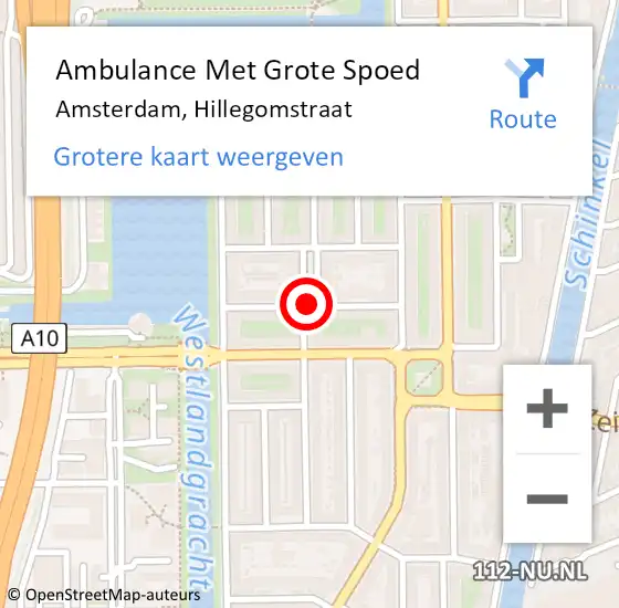 Locatie op kaart van de 112 melding: Ambulance Met Grote Spoed Naar Amsterdam, Hillegomstraat op 2 mei 2019 03:37