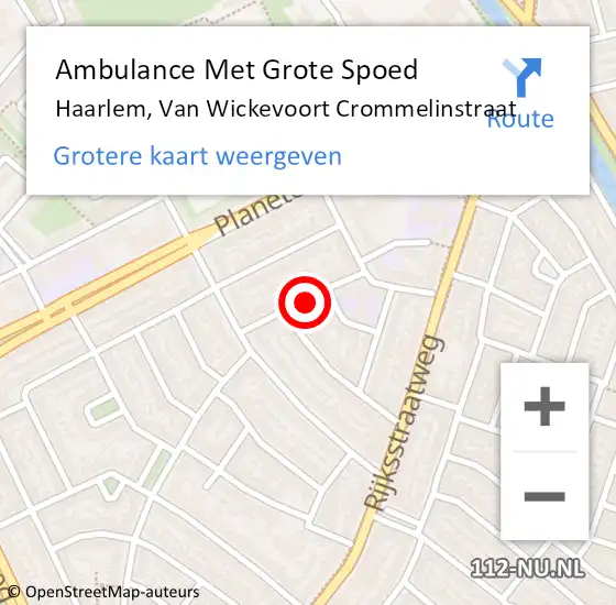 Locatie op kaart van de 112 melding: Ambulance Met Grote Spoed Naar Haarlem, Van Wickevoort Crommelinstraat op 2 mei 2019 04:03