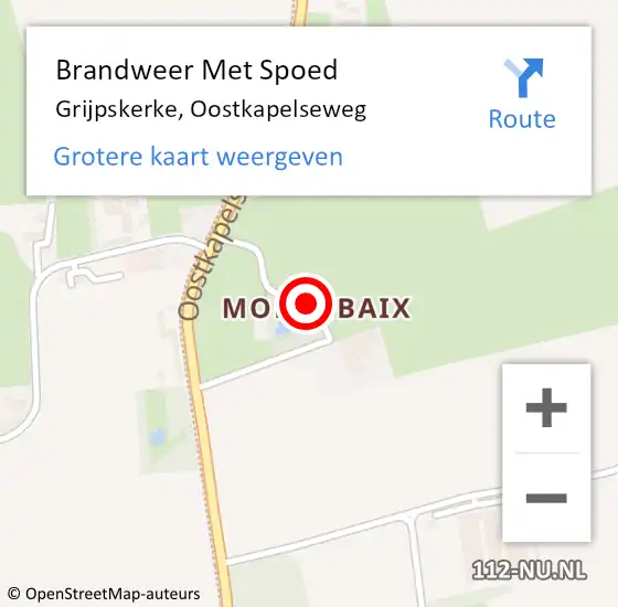 Locatie op kaart van de 112 melding: Brandweer Met Spoed Naar Grijpskerke, Oostkapelseweg op 31 maart 2014 09:33