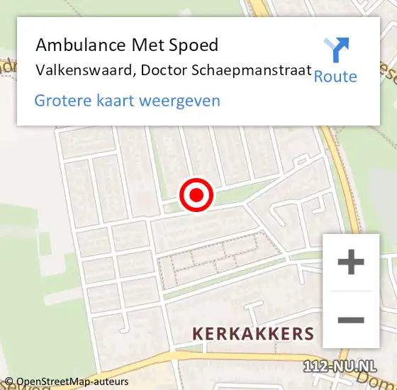 Locatie op kaart van de 112 melding: Ambulance Met Spoed Naar Valkenswaard, Doctor Schaepmanstraat op 2 mei 2019 04:22