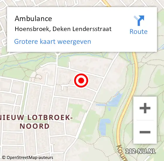 Locatie op kaart van de 112 melding: Ambulance Hoensbroek, Deken Lendersstraat op 31 maart 2014 09:36