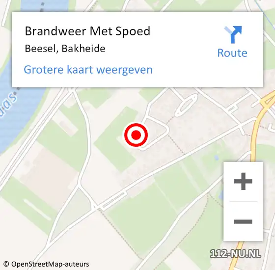 Locatie op kaart van de 112 melding: Brandweer Met Spoed Naar Beesel, Bakheide op 2 mei 2019 06:58