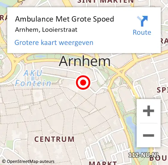 Locatie op kaart van de 112 melding: Ambulance Met Grote Spoed Naar Arnhem, Looierstraat op 2 mei 2019 07:44