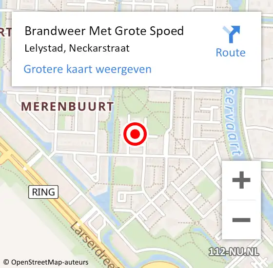 Locatie op kaart van de 112 melding: Brandweer Met Grote Spoed Naar Lelystad, Neckarstraat op 2 mei 2019 07:51