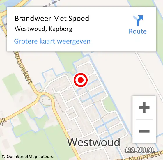Locatie op kaart van de 112 melding: Brandweer Met Spoed Naar Westwoud, Kapberg op 2 mei 2019 08:57