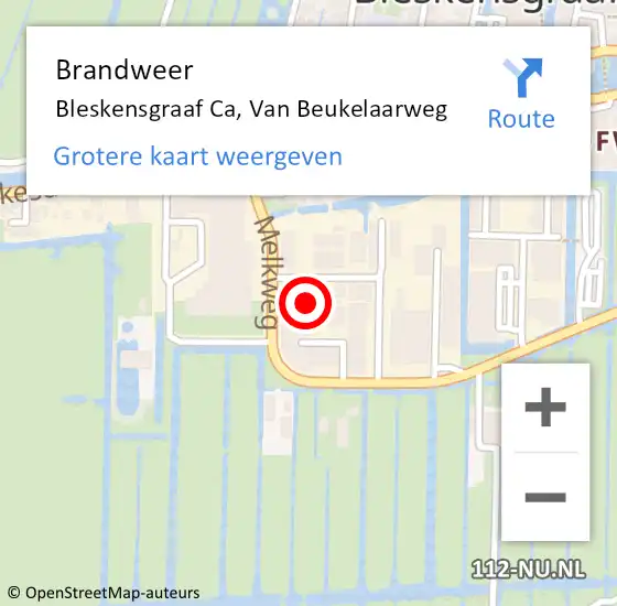 Locatie op kaart van de 112 melding: Brandweer Bleskensgraaf Ca, Van Beukelaarweg op 2 mei 2019 09:37