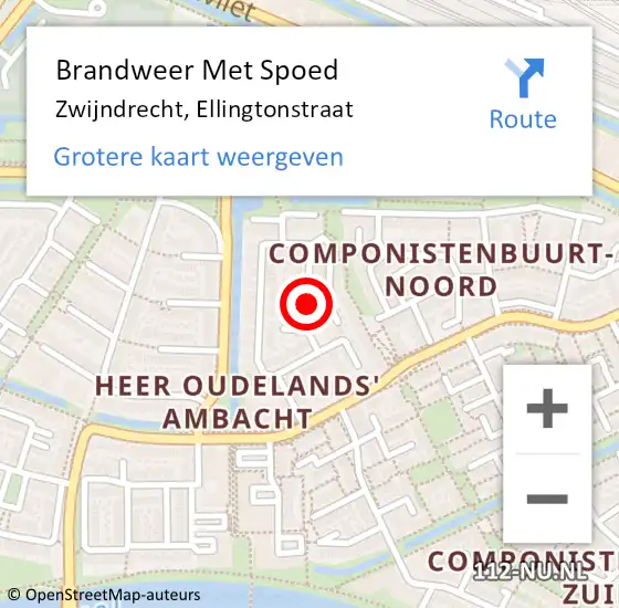 Locatie op kaart van de 112 melding: Brandweer Met Spoed Naar Zwijndrecht, Ellingtonstraat op 2 mei 2019 10:11