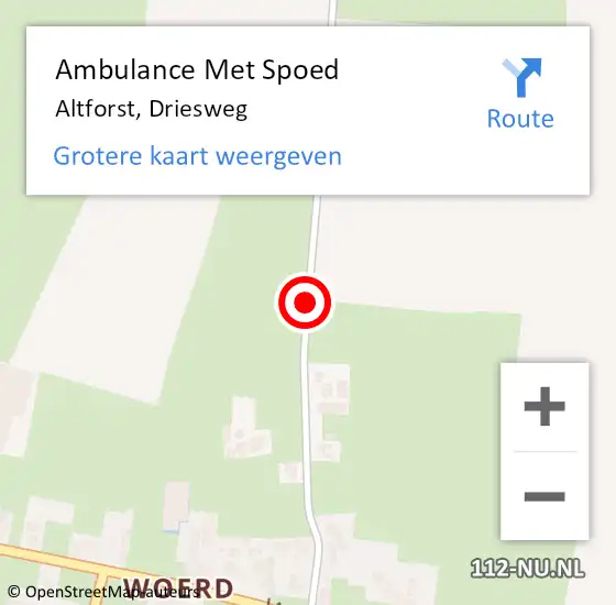 Locatie op kaart van de 112 melding: Ambulance Met Spoed Naar Altforst, Driesweg op 2 mei 2019 11:30