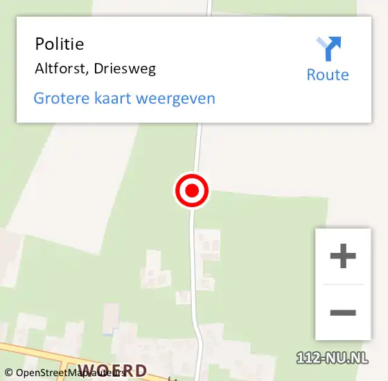 Locatie op kaart van de 112 melding: Politie Altforst, Driesweg op 2 mei 2019 11:31