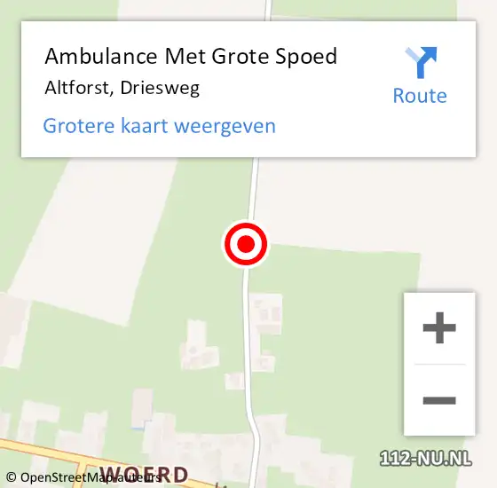 Locatie op kaart van de 112 melding: Ambulance Met Grote Spoed Naar Altforst, Driesweg op 2 mei 2019 11:32